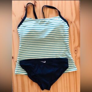 Nike Women’s Swim Set Razor Back Top with Navy Blue Bikini Bottoms Size Small
